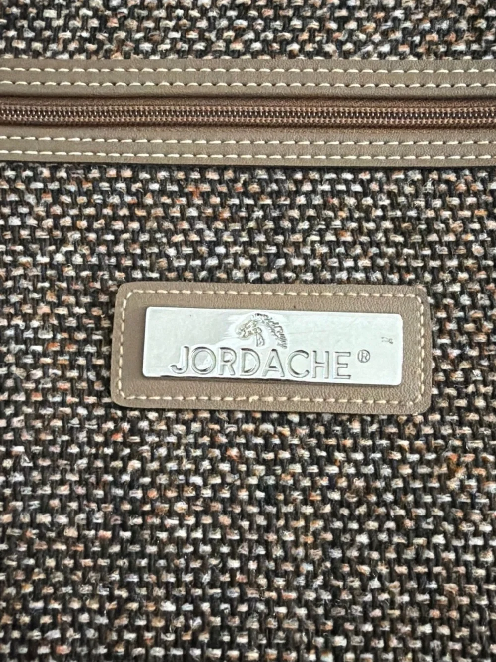 Jordache Brown Tweed luggage with Tan Trim vintage